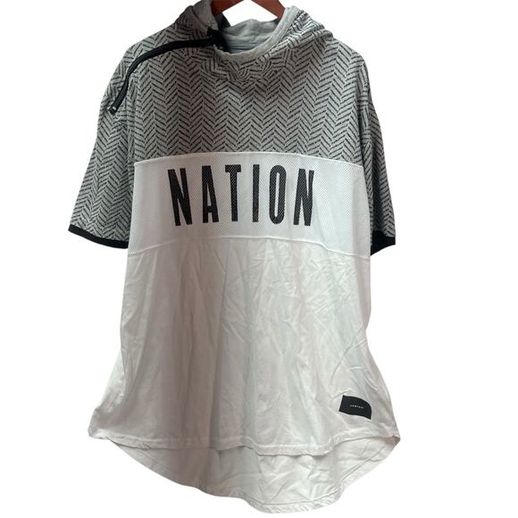 Parish Nation Short Sleeve Pullover Hooded Sweatshirt White Gray Zipper Men's 1X - Picture 1 of 16